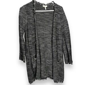 Joie Philisa Cardigan Size Small Boucle Open Front Black White Sweater Jacket